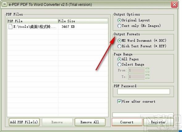 e-PDF PDF to Word converter,PDF转Word,文件转换