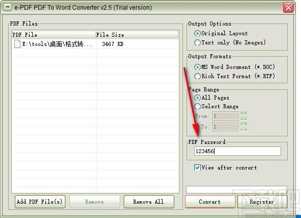 e-PDF PDF to Word converter,PDF转Word,文件转换