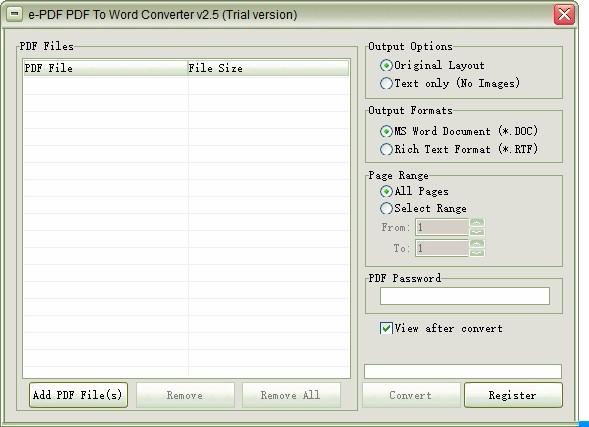 e-PDF PDF to Word converter,PDF转Word,文件转换